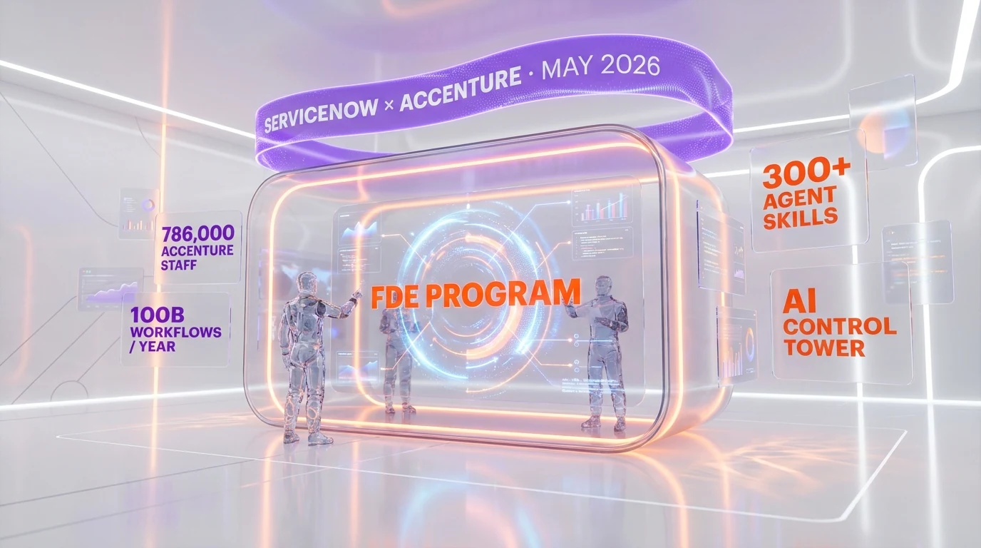 ServiceNow and Accenture launch the Forward Deployed Engineering Program on May 6, 2026 — joint pods, 300+ pre-built AI agent skills, AI Control Tower, ServiceNow AI Platform