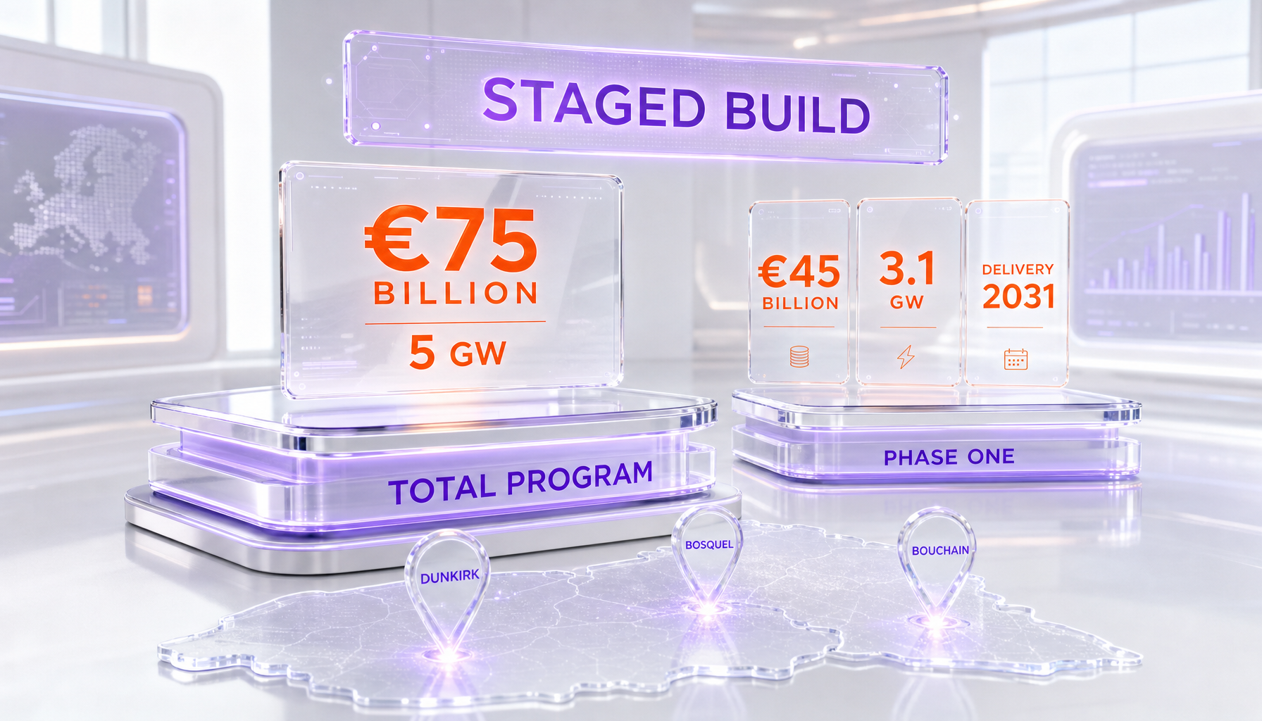 SoftBank France investment phases — 75 billion euro program vs 45 billion euro phase one