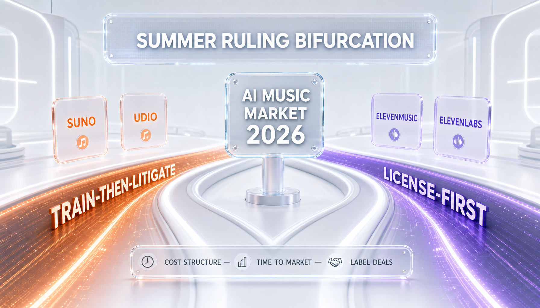 Future of AI music licensing market split between fair-use camp and licensed-first camp after summer 2026 Suno ruling