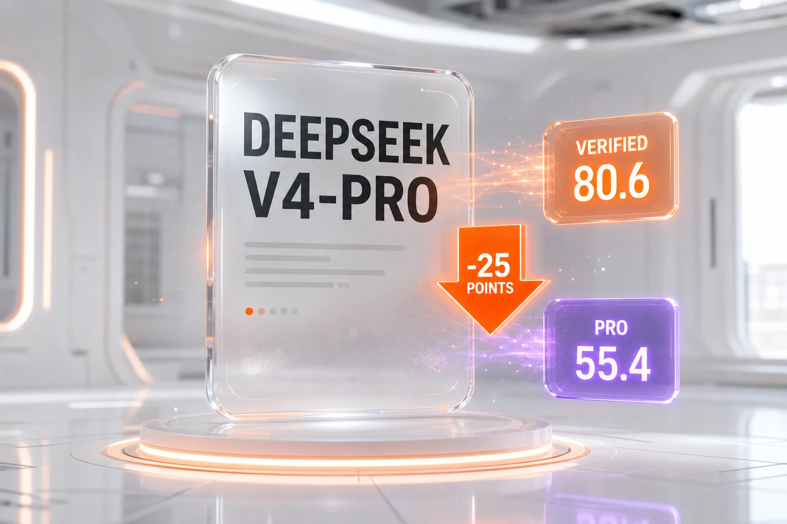 Same model, two scores — DeepSeek V4-Pro reports 80.6 on SWE-bench Verified and 55.4 on SWE-bench Pro, a 25-point gap