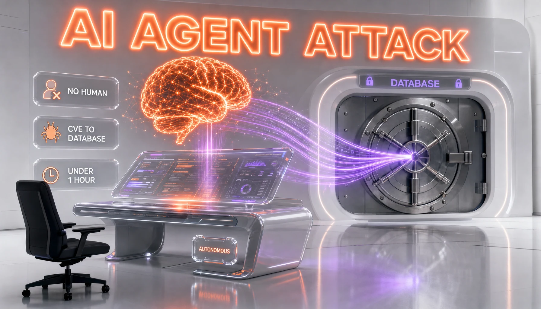 AI agent autonomously chaining a CVE to an internal database — hero image
