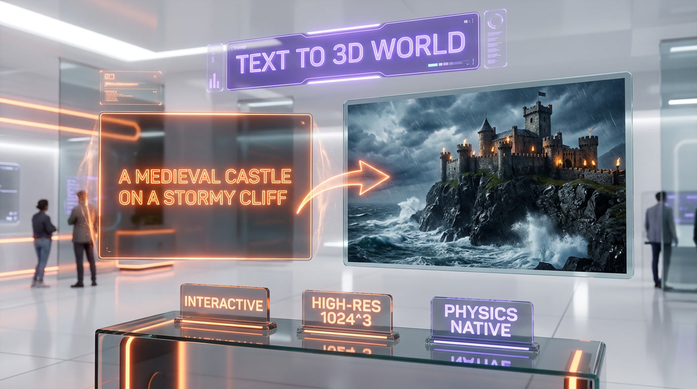 HY-World 2.0 demo — text prompt transformed into explorable 3D world with physics, 30 FPS rendering