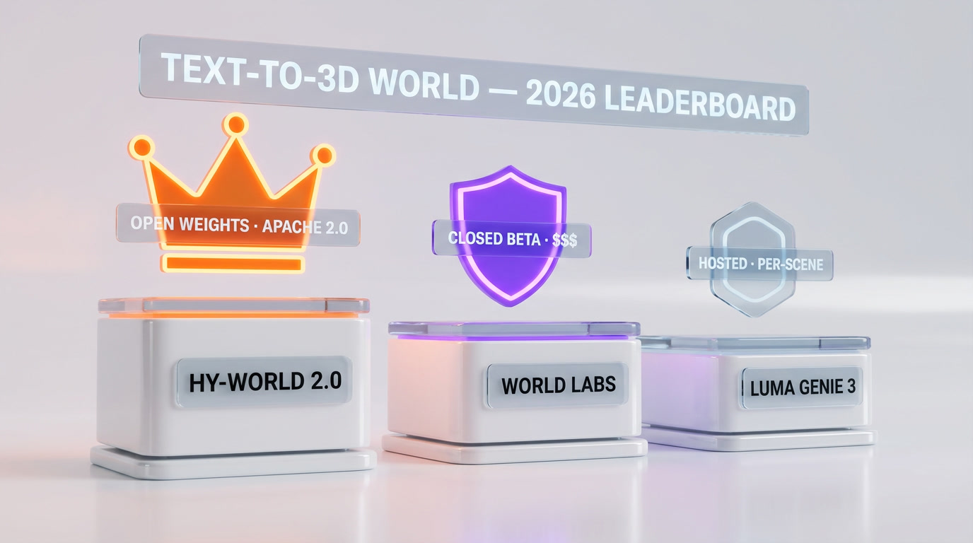 HY-World 2.0 vs World Labs vs Luma Genie 3 — 2026 text-to-3D world generation leaderboard
