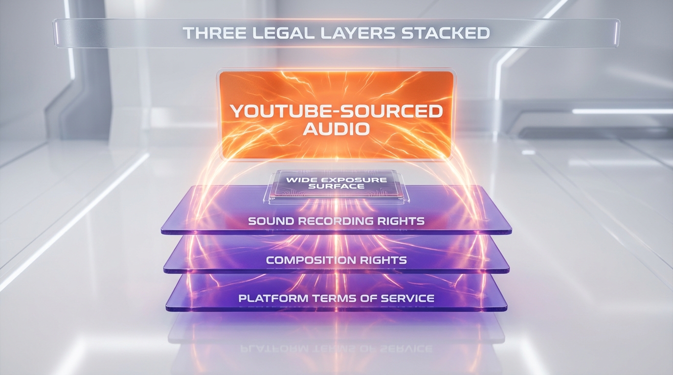 YouTube training data acknowledgment — three legal layers stacked