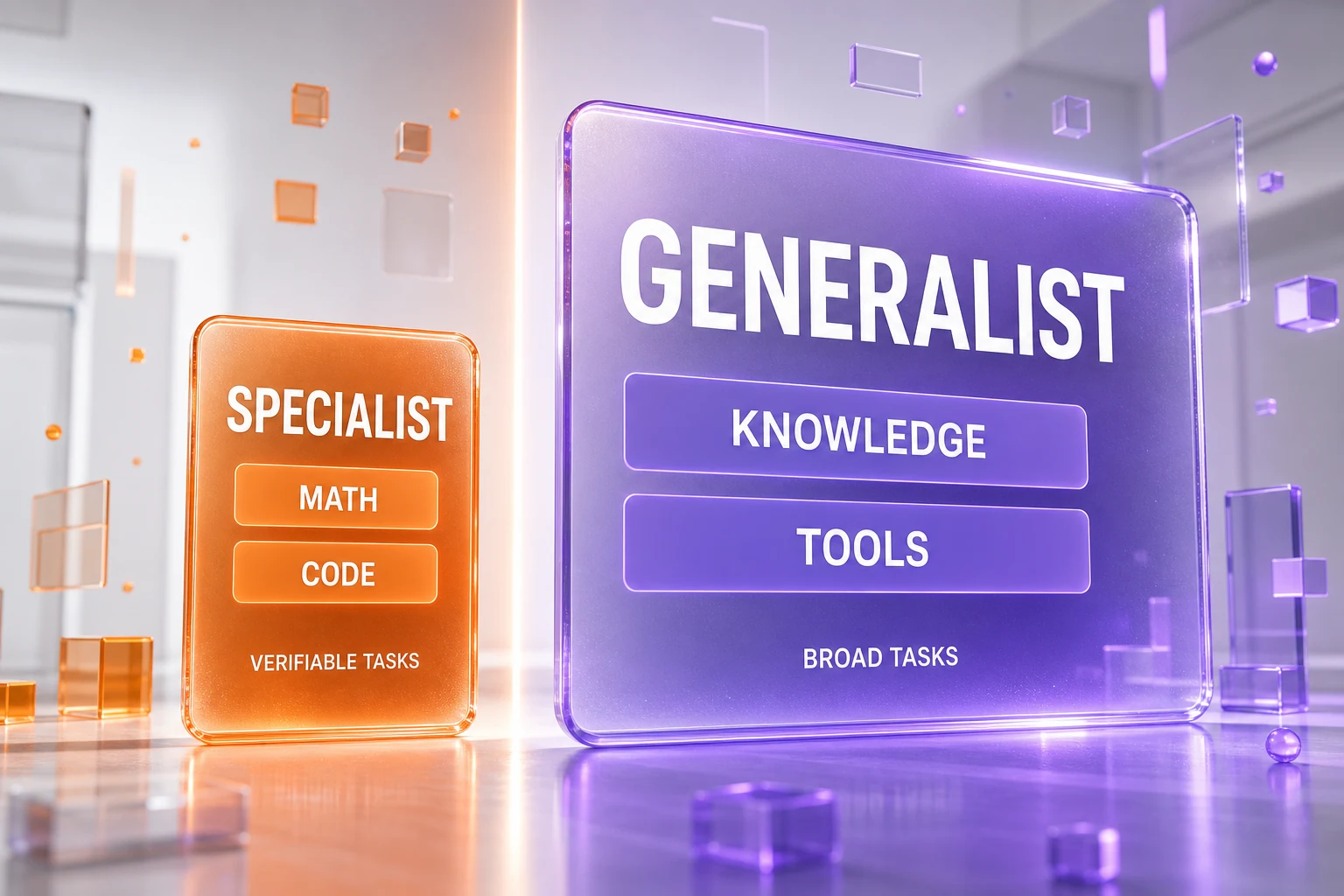 Specialist reasoning model versus generalist large model — capability split