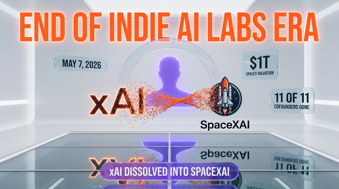 xAI dissolved into SpaceXAI under Elon Musk consolidating AI products inside SpaceX, May 7, 2026