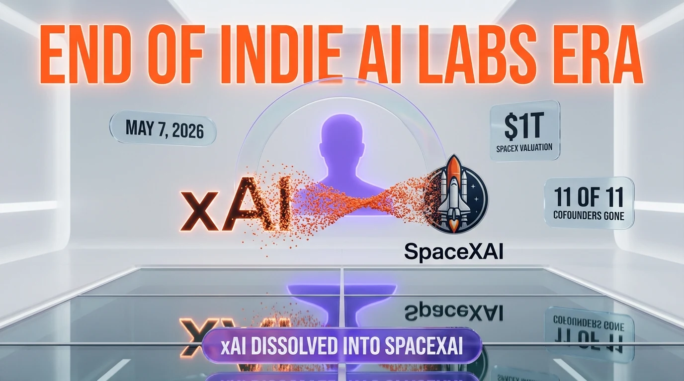xAI dissolved into SpaceXAI under Elon Musk consolidating AI products inside SpaceX, May 7, 2026