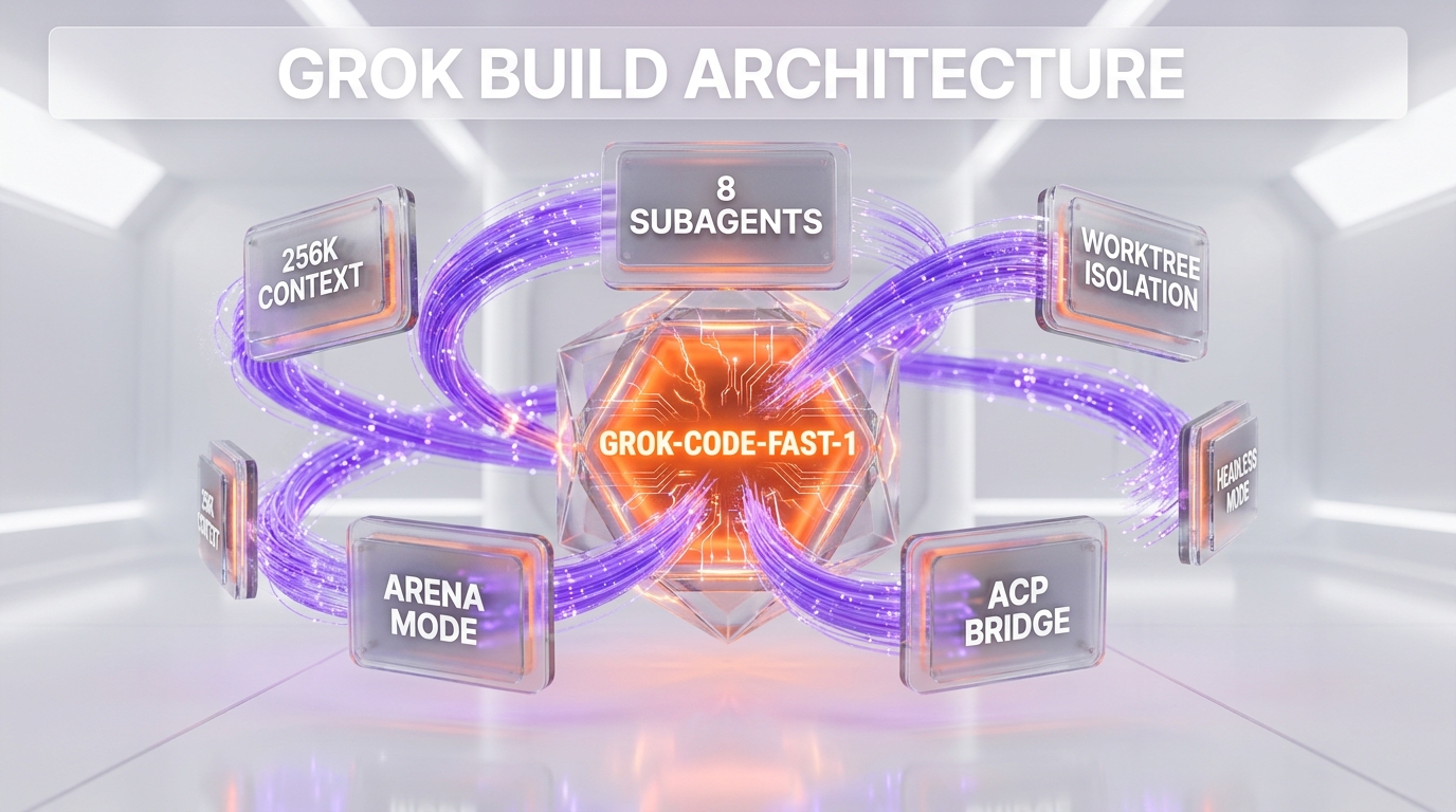 Grok Build anatomy — eight subagents, worktree, headless, ACP, Arena Mode