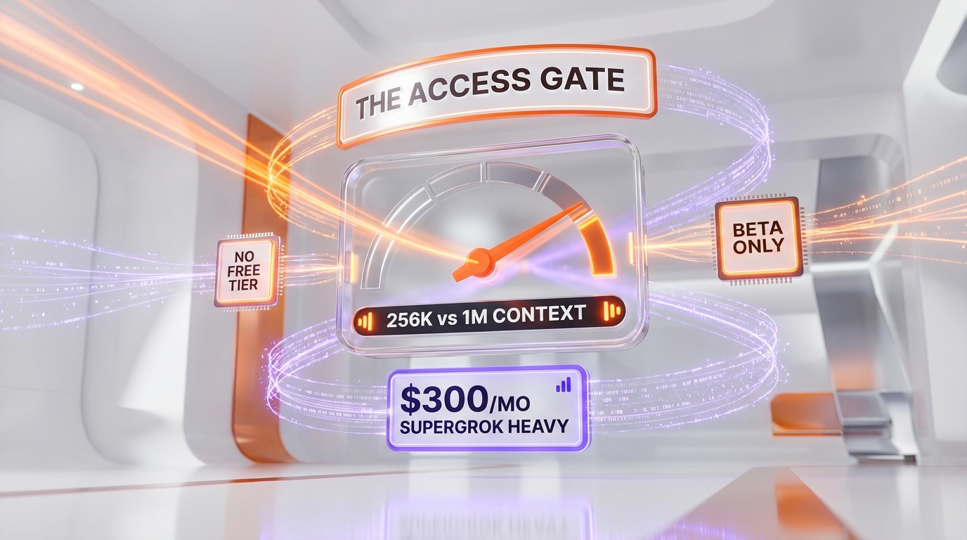 Grok Build $300 per month SuperGrok Heavy pricing and 256K context gap