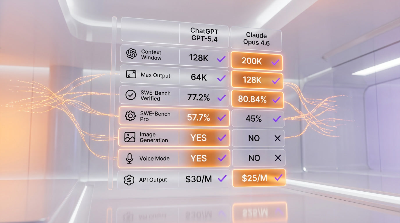 ChatGPT vs Claude benchmark comparison infographic — SWE-Bench, ARC-AGI-2, Terminal-Bench, OSWorld scores
