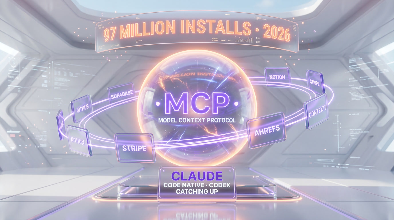 MCP Model Context Protocol ecosystem — 97 million installs, Claude Code servers versus Codex