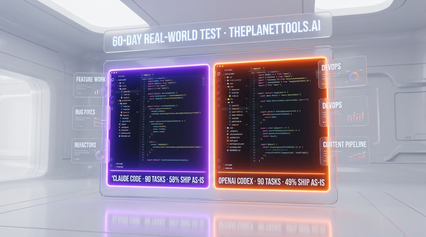 60-day real-world test of Claude Code vs OpenAI Codex on ThePlanetTools.ai production codebase