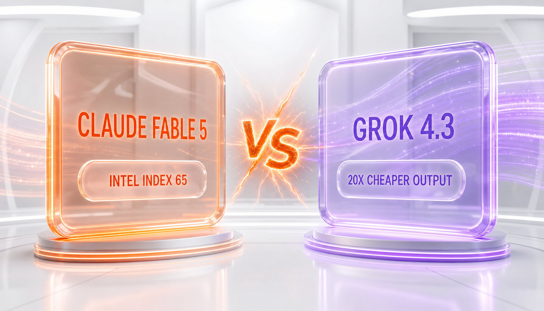 Claude Fable 5 vs Grok 4.3 — Anthropic's new top frontier model against xAI's cheapest frontier-tier model, verified pricing and Intelligence Index compared side-by-side by ThePlanetTools