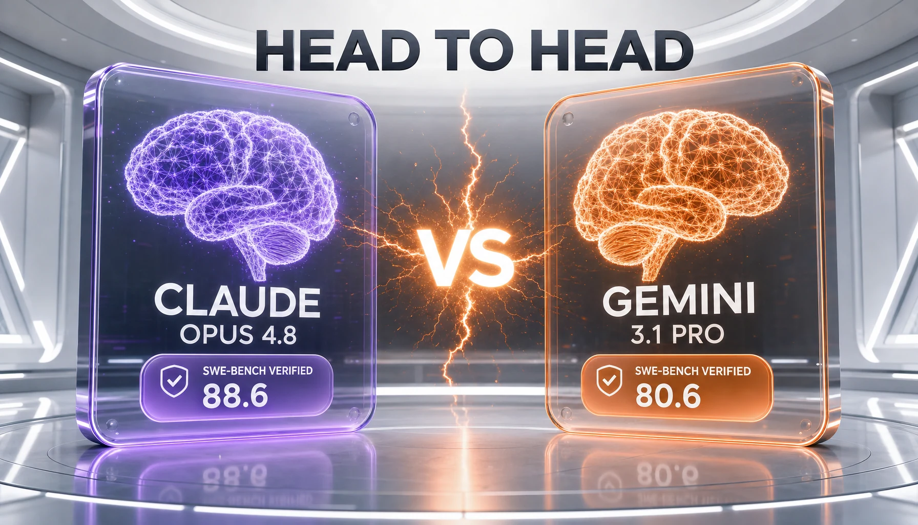 Opus 4.8 vs Gemini 3.1 Pro side-by-side comparison showdown