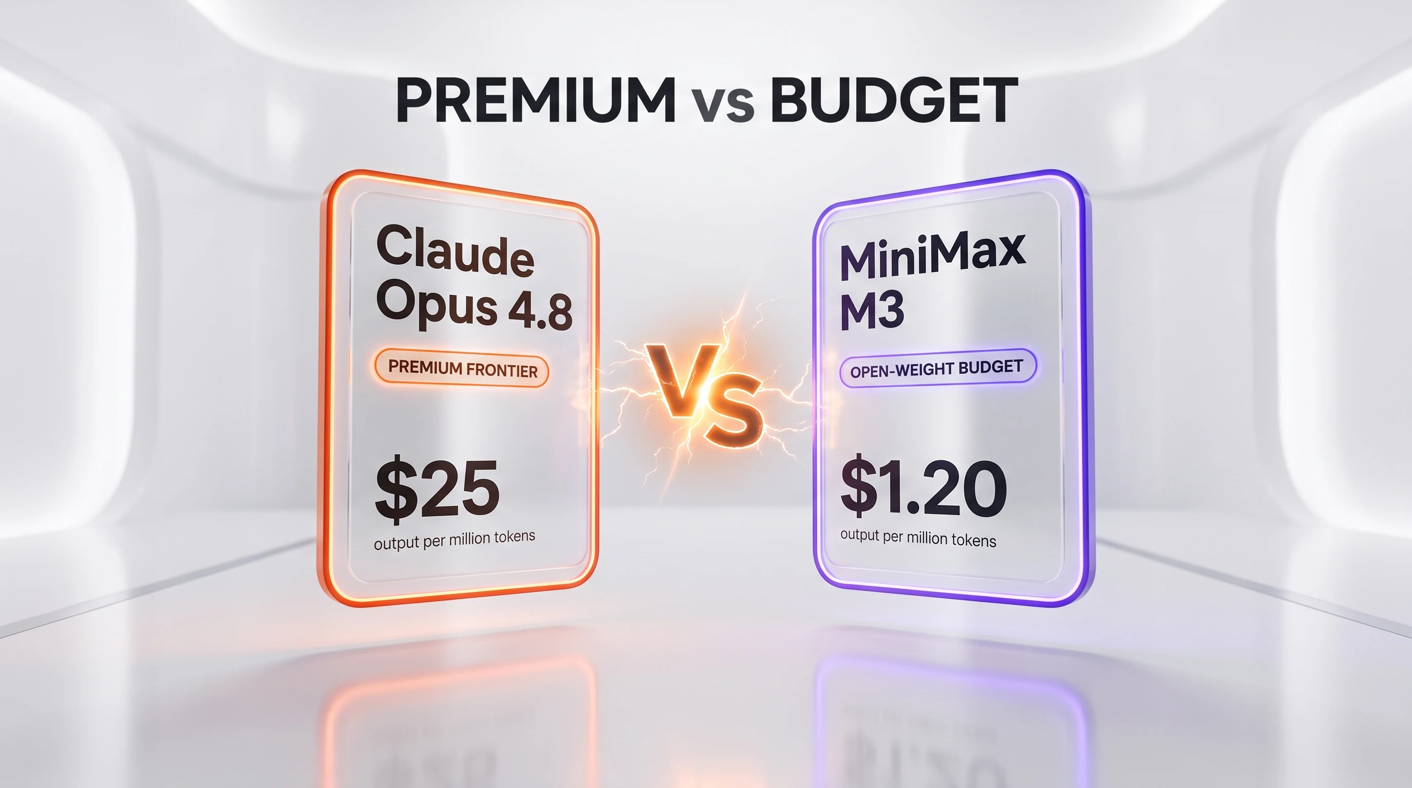 Claude Opus 4.8 vs MiniMax M3 — Anthropic's premium proprietary frontier model against MiniMax's ultra-cheap open-weight flagship, pricing and independent scores compared side-by-side by ThePlanetTools
