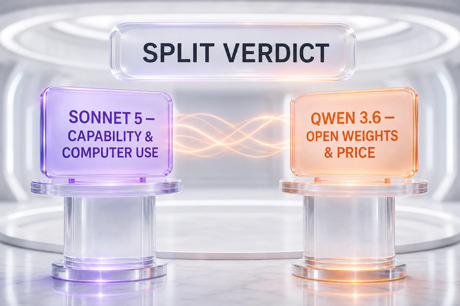 Chart summarizing the split verdict between Claude Sonnet 5 and Qwen 3.6