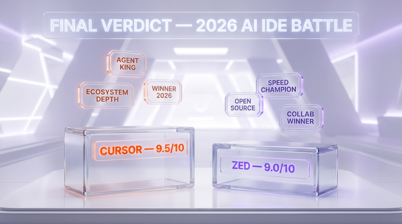Cursor vs Zed final verdict 2026 winner by category podium