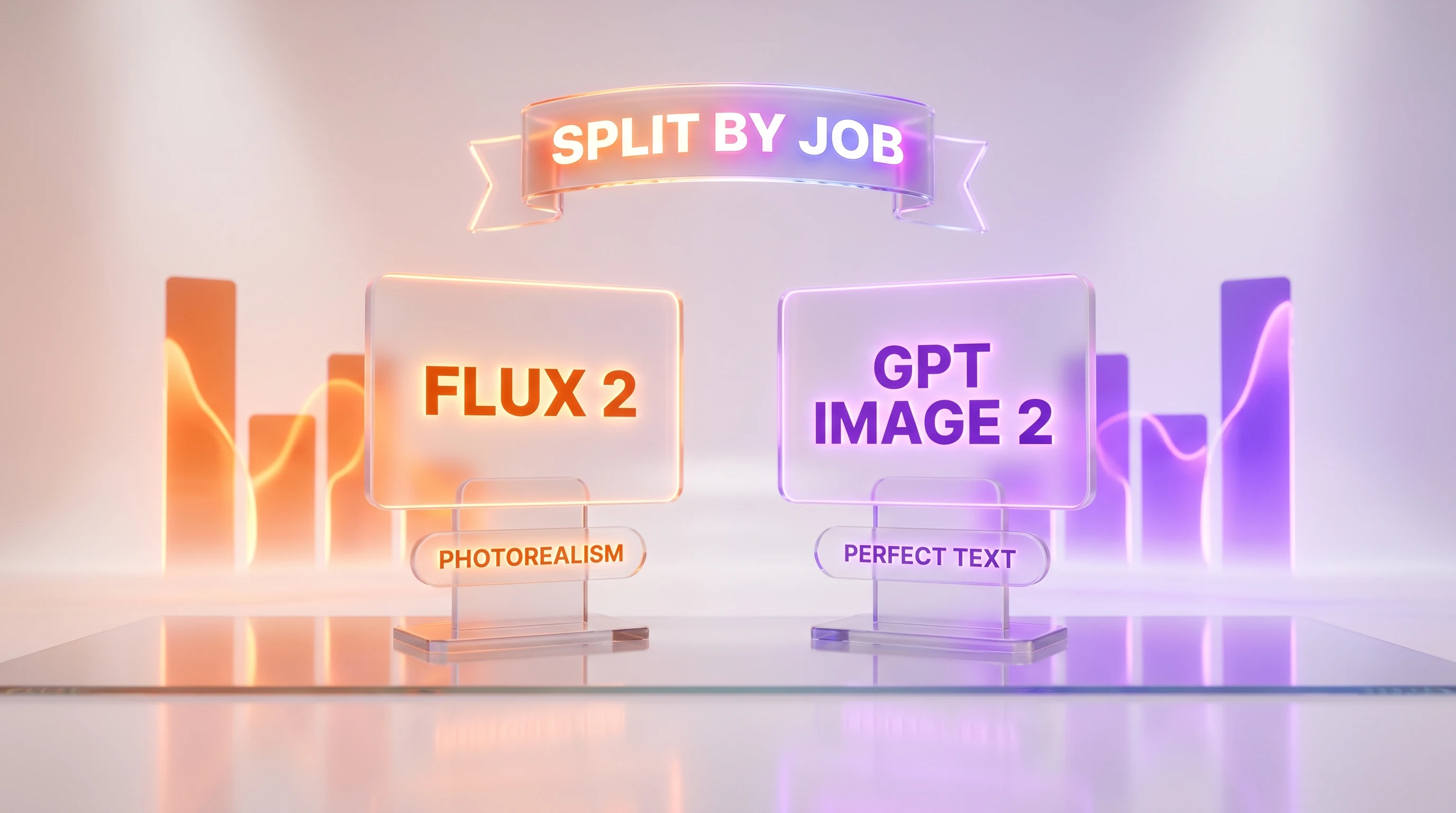 FLUX 2 vs GPT Image 2 verdict chart — winner per category across photorealism, text rendering, multi-reference, cost, and open weights