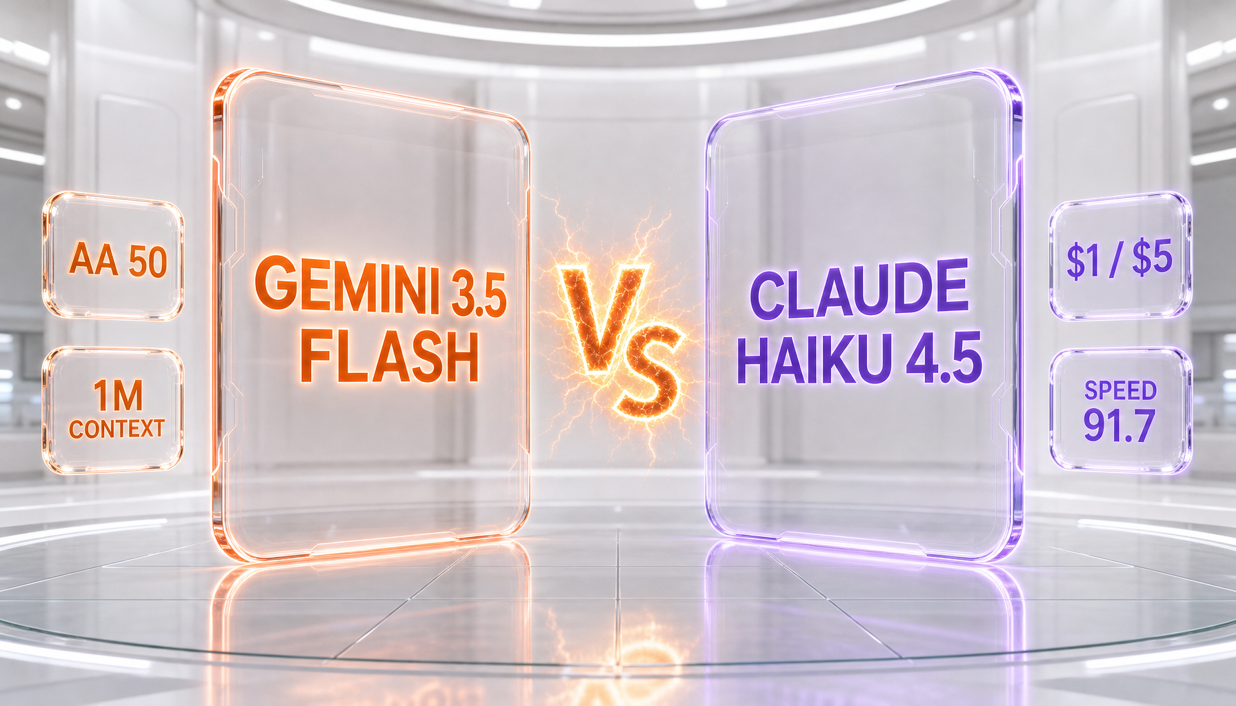 Gemini 3.5 Flash vs Claude Haiku 4.5 — smarter, larger-context tier versus cheaper, ultra-low-latency tier, side-by-side comparison by ThePlanetTools