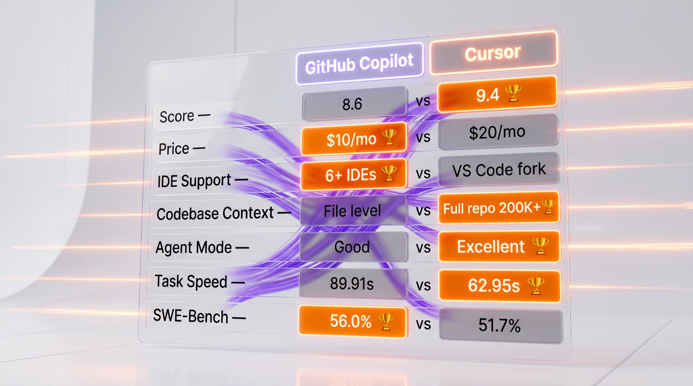 GitHub Copilot vs Cursor: Best AI Coding Assistant for Developers in 2026? — Feature Comparison Table