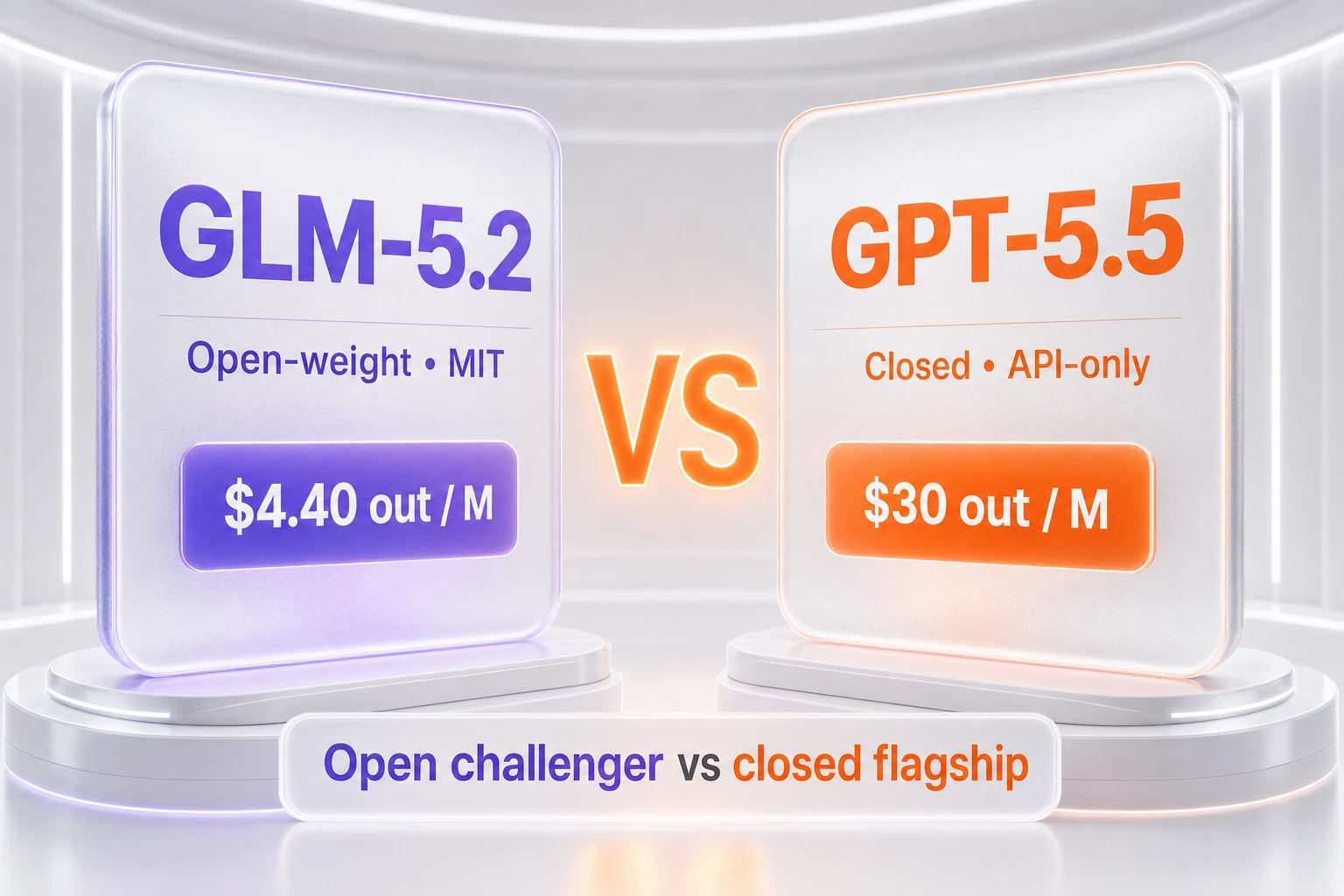 GLM-5.2 vs GPT-5.5 — open-weight challenger versus closed flagship, compared side-by-side by ThePlanetTools