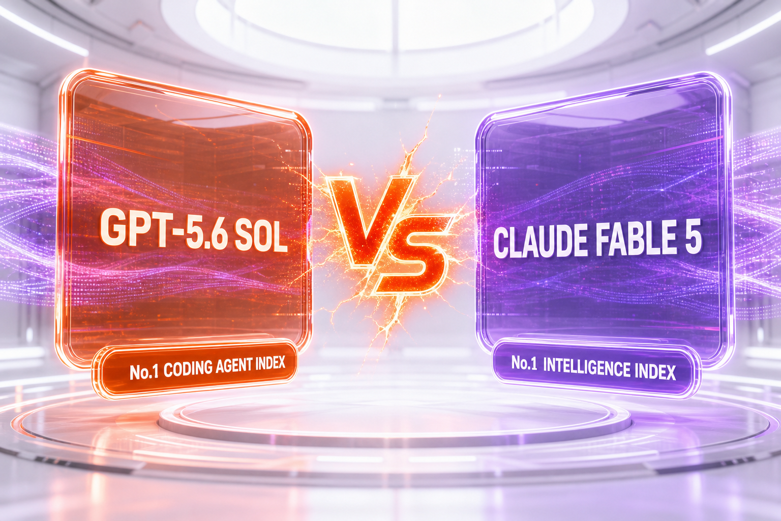 GPT-5.6 Sol vs Claude Fable 5 — OpenAI's flagship capability tier against Anthropic's public frontier model, price and independent benchmarks compared side-by-side by ThePlanetTools
