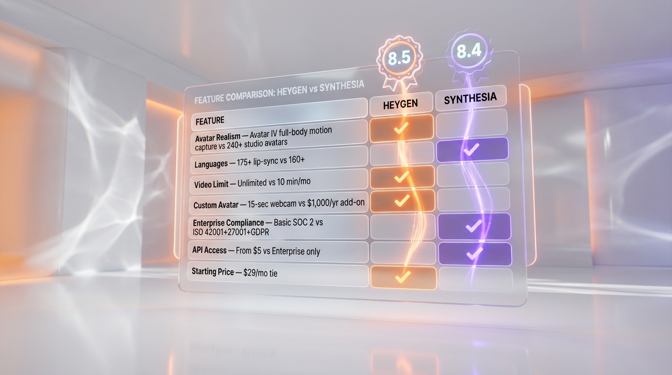 HeyGen vs Synthesia: Best AI Avatar Video Platform in 2026? — Feature Comparison Table