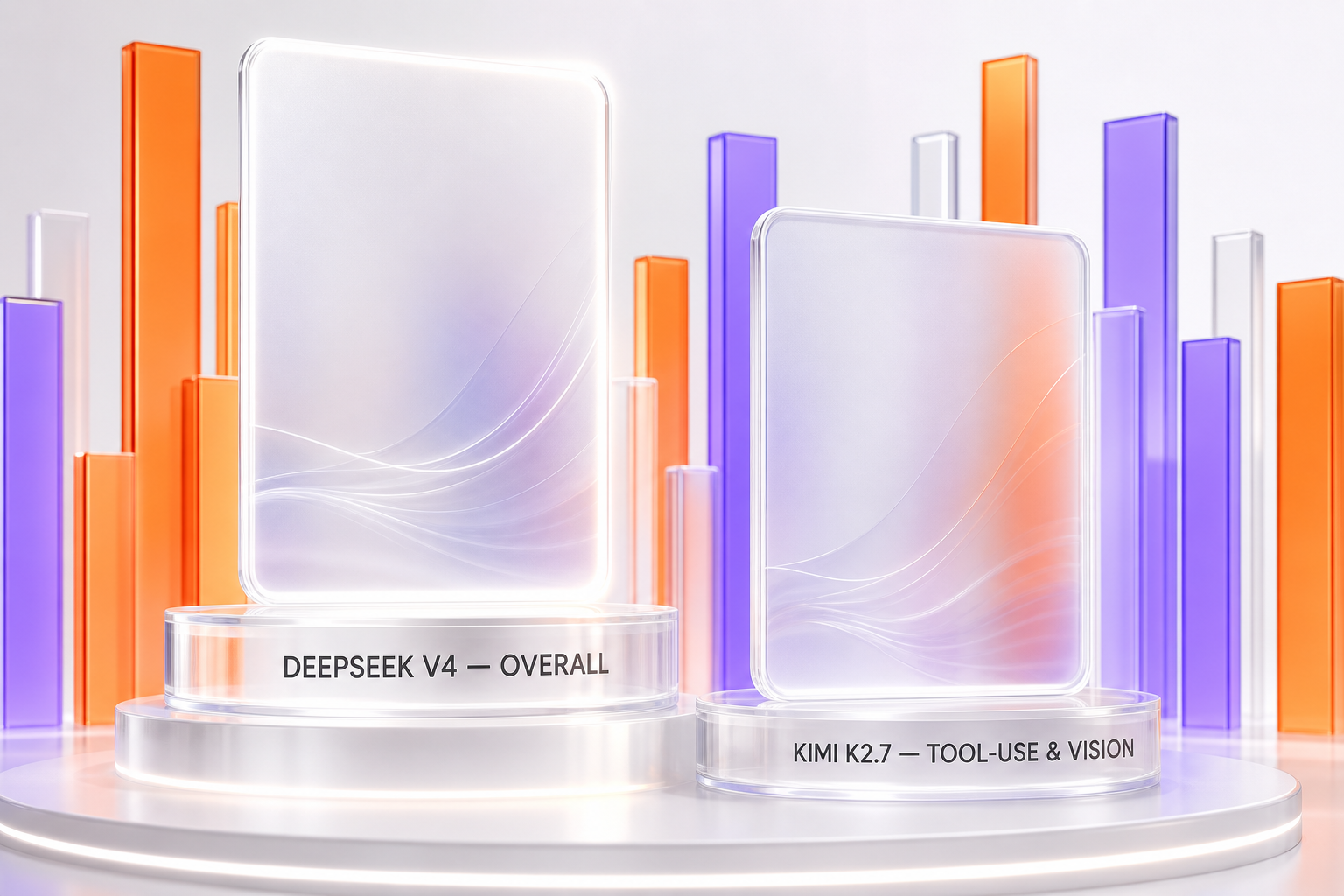 DeepSeek V4 wins overall — cheaper tokens, verified benchmarks, 1M context; Kimi K2.7 wins on tool-use and multimodal vision