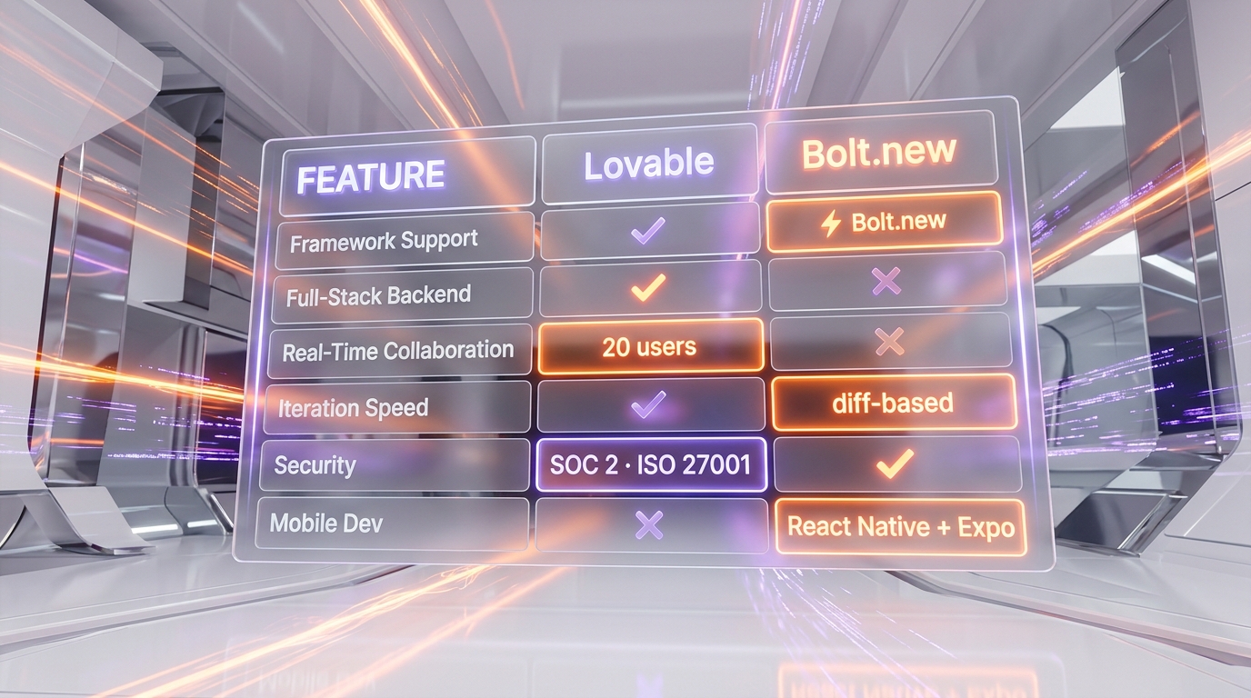 Lovable vs Bolt.new: Best AI App Builder for Vibe Coding in 2026? — Feature Comparison Table