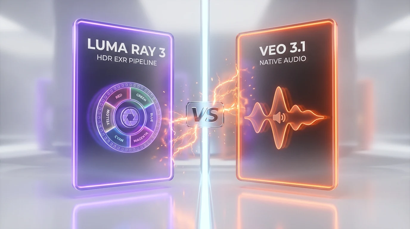 Luma Ray 3 vs Veo 3.1 — HDR studio video versus native-audio frontier video, side-by-side comparison by ThePlanetTools