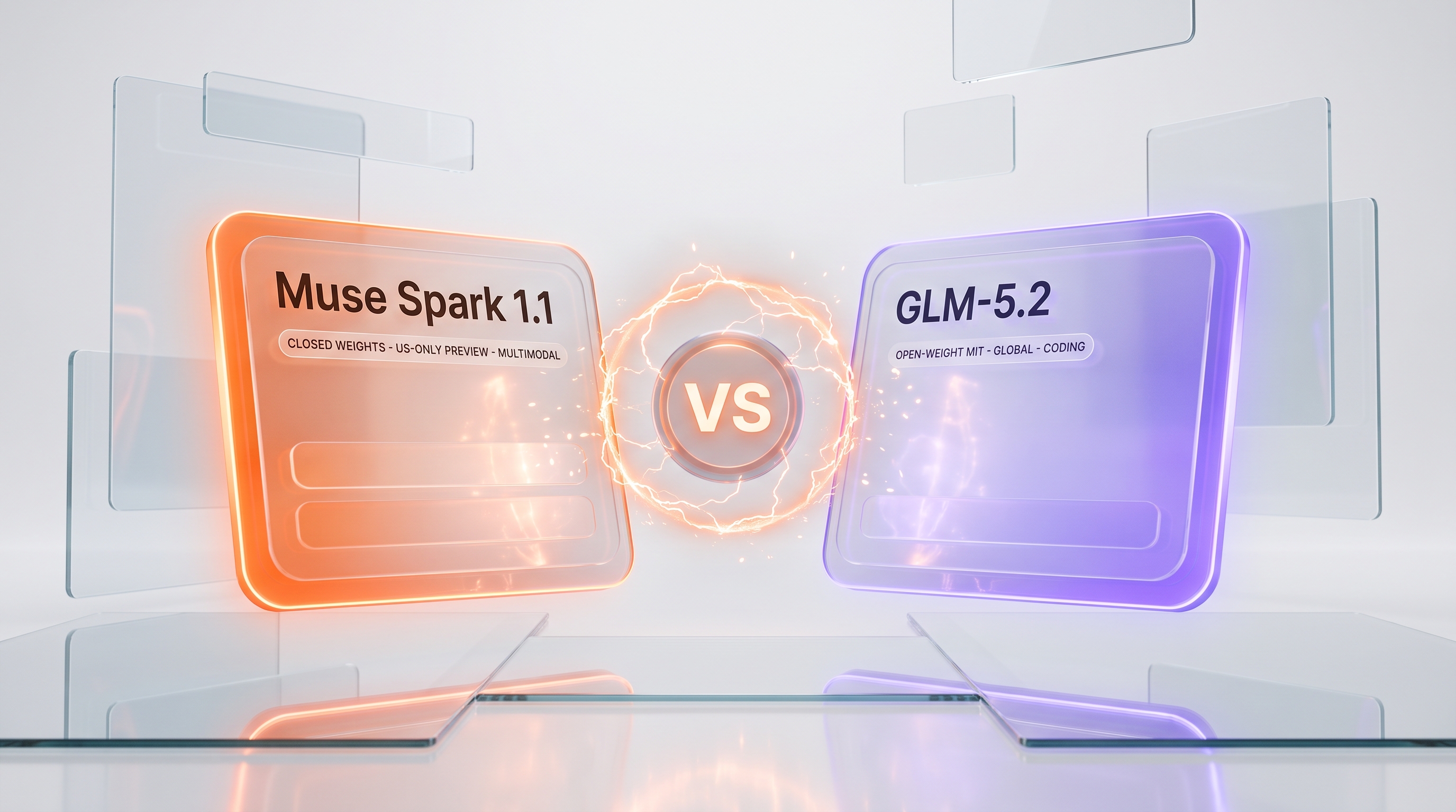 Muse Spark 1.1 vs GLM-5.2 — Meta's closed US-only preview against Zhipu's open-weight MIT model, compared side-by-side