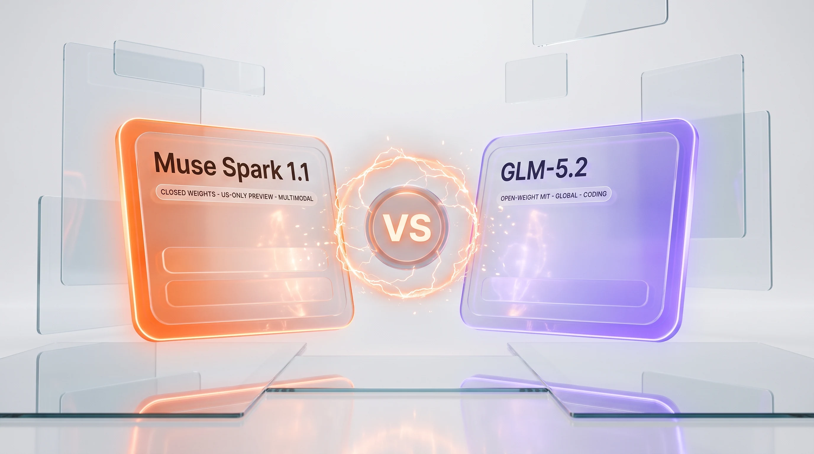 Muse Spark 1.1 vs GLM-5.2 — Meta's closed US-only preview against Zhipu's open-weight MIT model, compared side-by-side