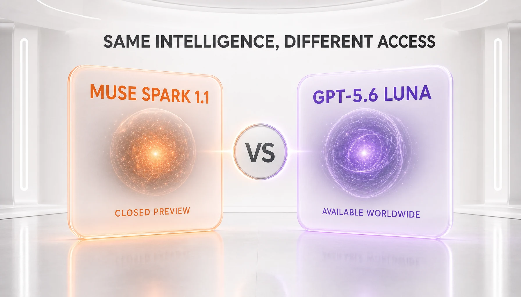Muse Spark 1.1 vs GPT-5.6 Luna — same measured intelligence, different access, compared side-by-side by ThePlanetTools