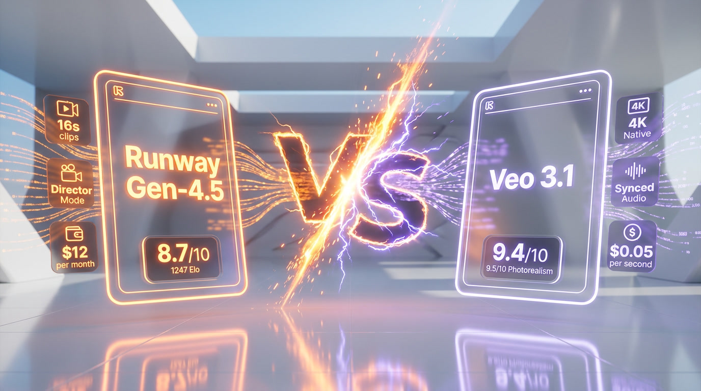 Runway Gen-4.5 vs Veo 3.1 — split verdict, side-by-side tested by ThePlanetTools