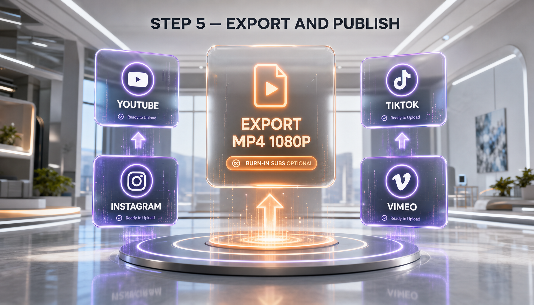 ElevenLabs Dubbing Studio export modal showing MP4, WAV, SRT, and project file checkboxes