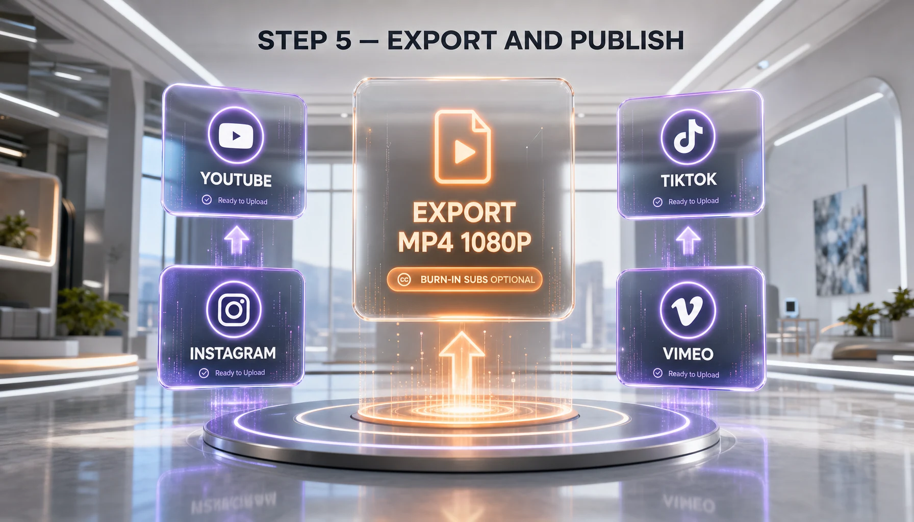ElevenLabs Dubbing Studio export modal showing MP4, WAV, SRT, and project file checkboxes