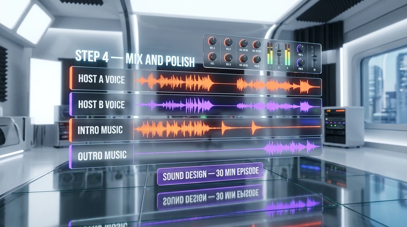 Descript export dialog with -16 LUFS loudness normalization for podcast