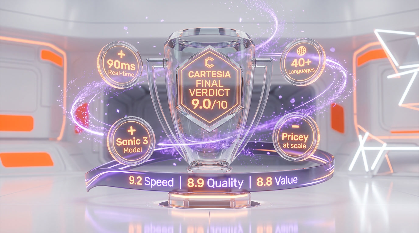 Cartesia verdict — 9 out of 10, best voice AI for real-time agents in 2026