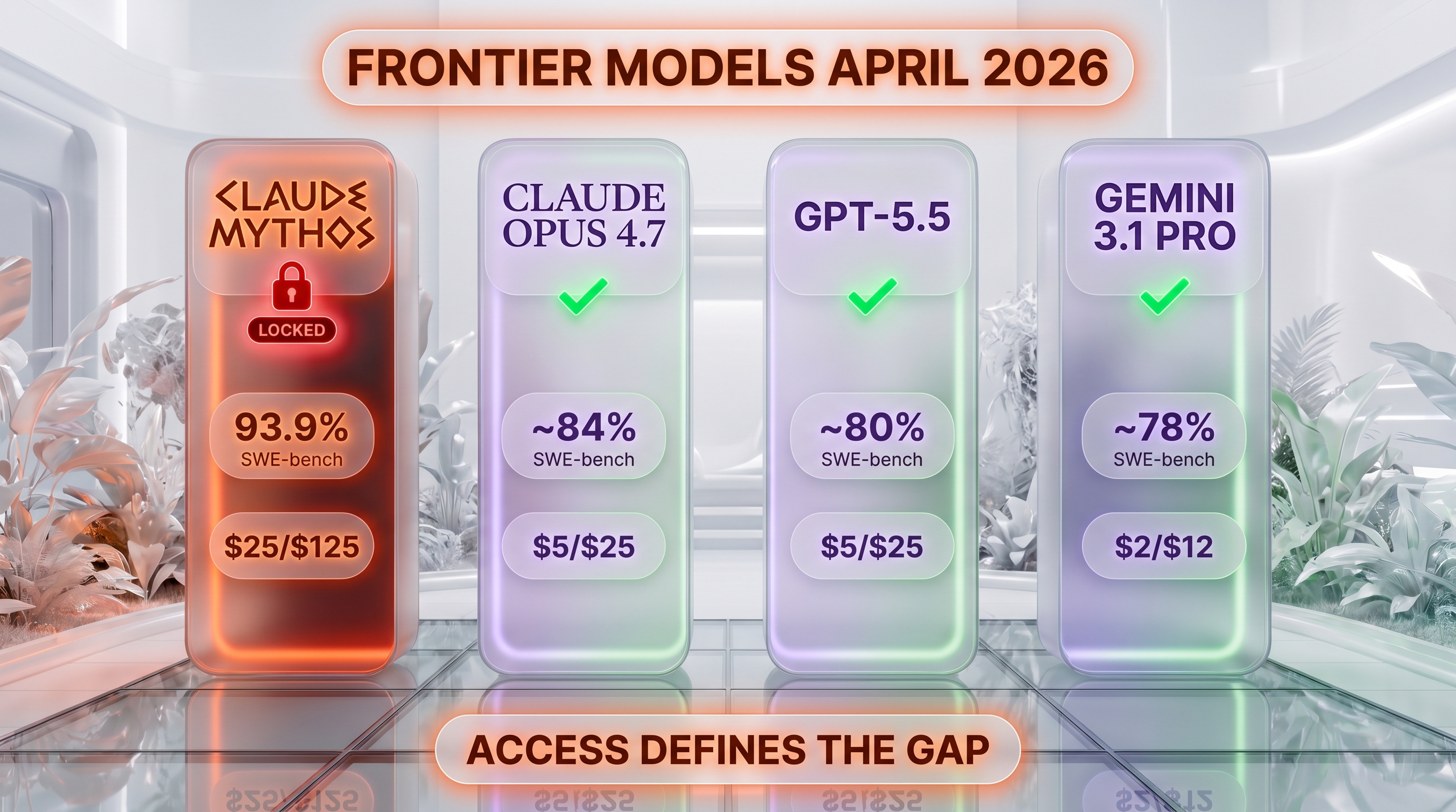 Claude Mythos Preview vs Claude Opus 4.7 vs GPT-5.5 vs Gemini 3.1 Pro Preview comparison