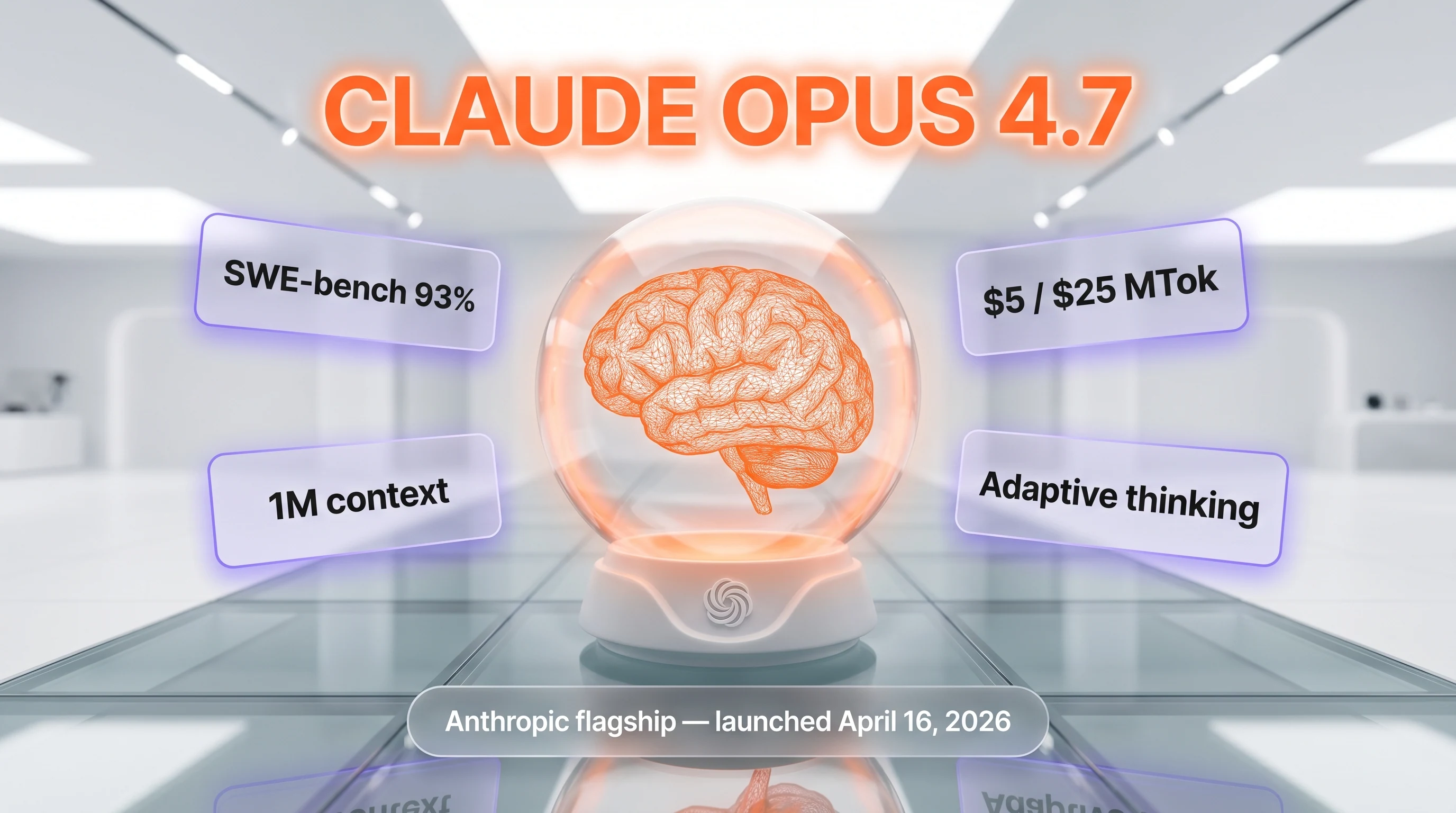 Claude Opus 4.7 review — Anthropic flagship AI model with 1M context window, SWE-bench 93%, and adaptive thinking