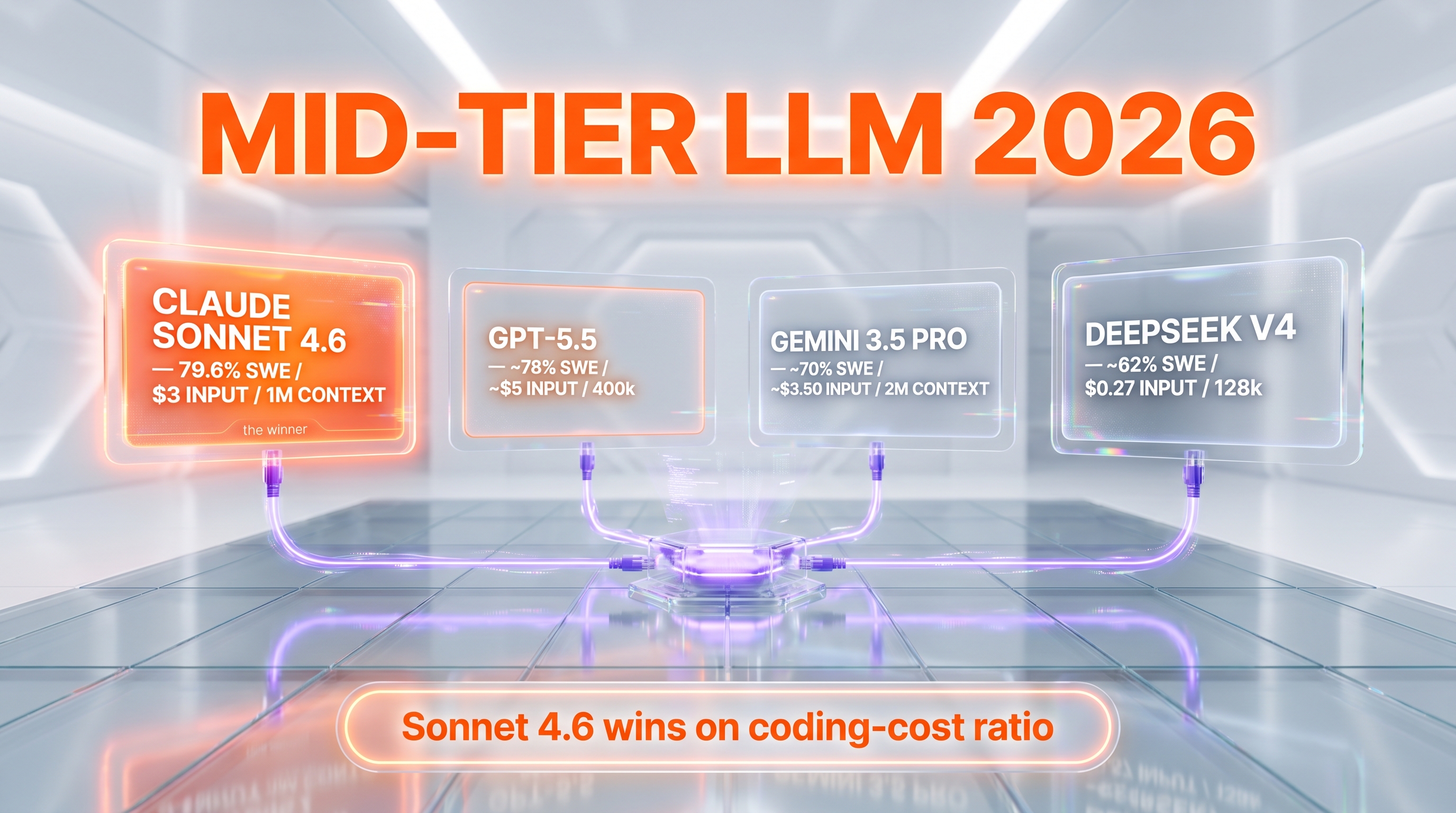 Claude Sonnet 4.6 vs GPT-5.5 vs Gemini 3.5 Pro vs DeepSeek V4 — coding, context, pricing comparison