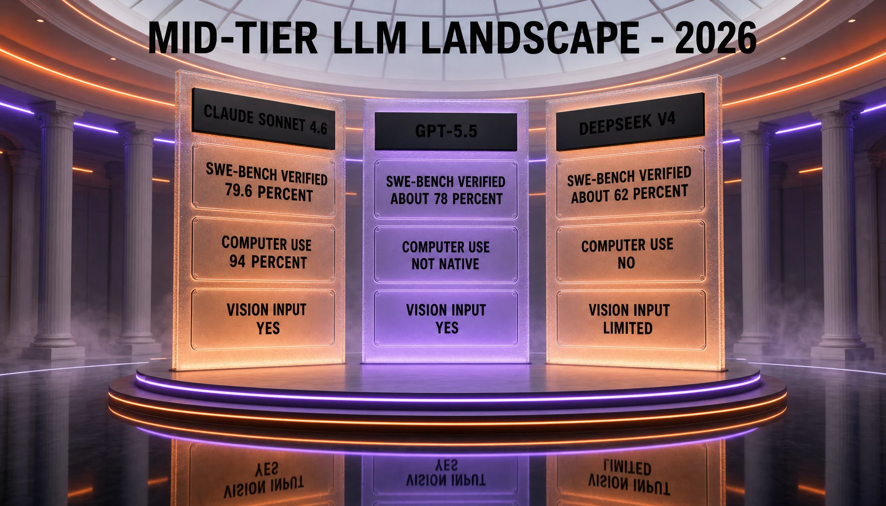 Claude Sonnet 4.6 vs GPT-5.5 vs DeepSeek V4 — coding, computer use and vision comparison