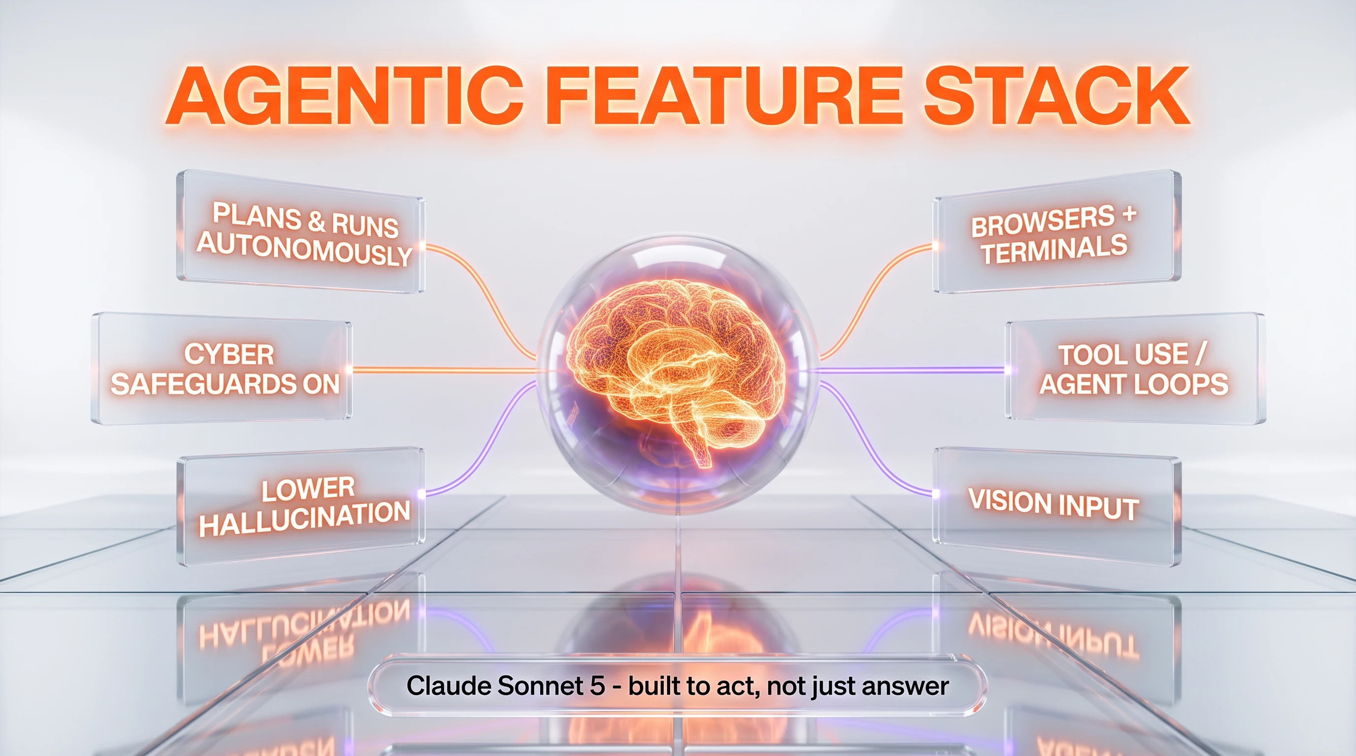 Claude Sonnet 5 features — autonomous planning, browsers and terminals, tool use, vision input, safety