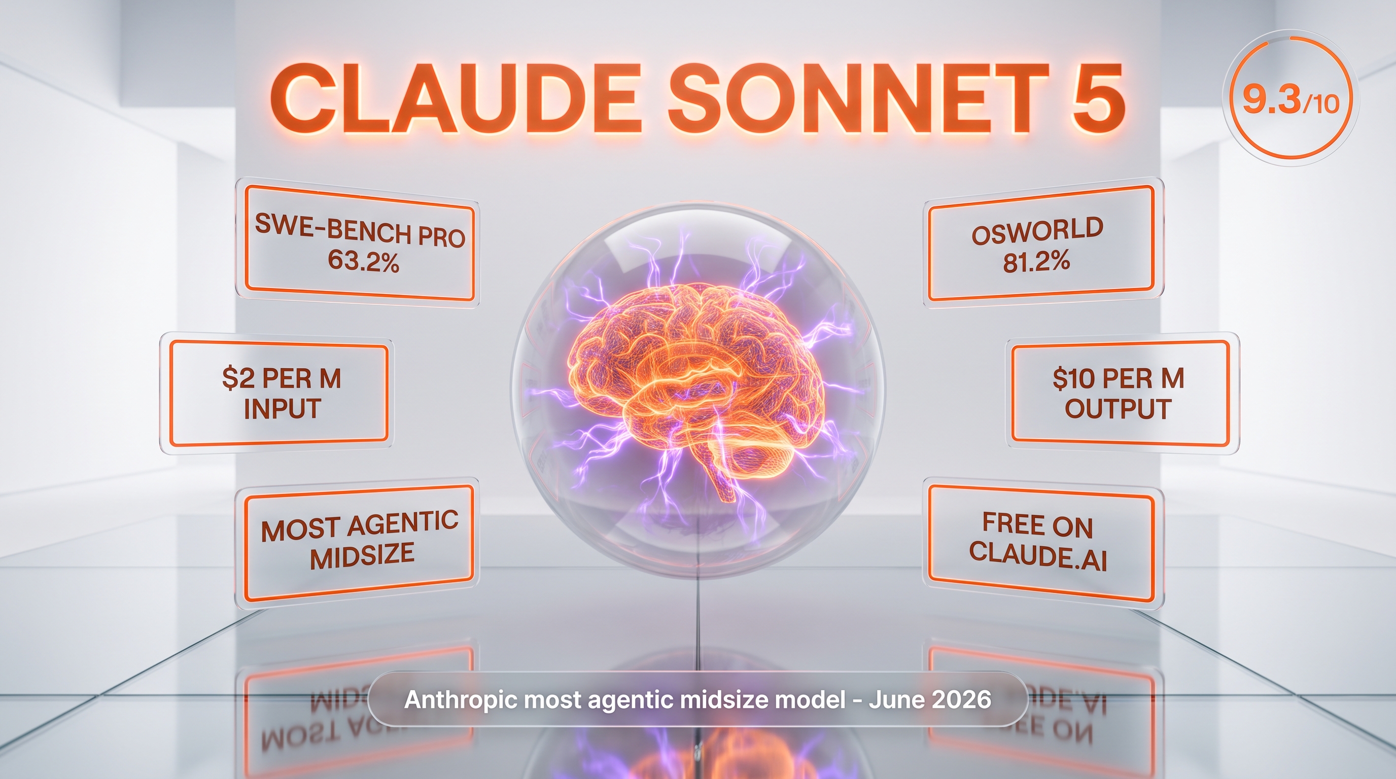 Claude Sonnet 5 review — 9.3 out of 10, 63.2% SWE-bench Pro, $2 per million input tokens