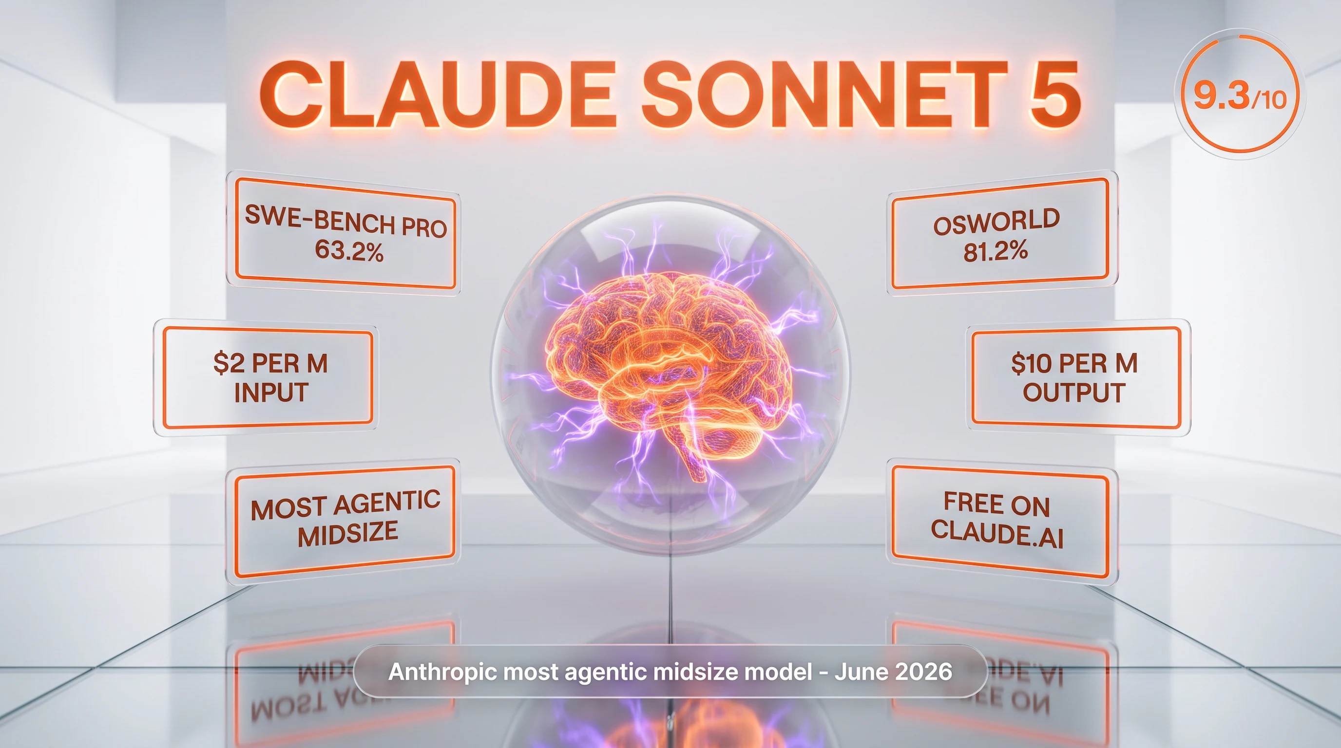Claude Sonnet 5 review — 9.3 out of 10, 63.2% SWE-bench Pro, $2 per million input tokens
