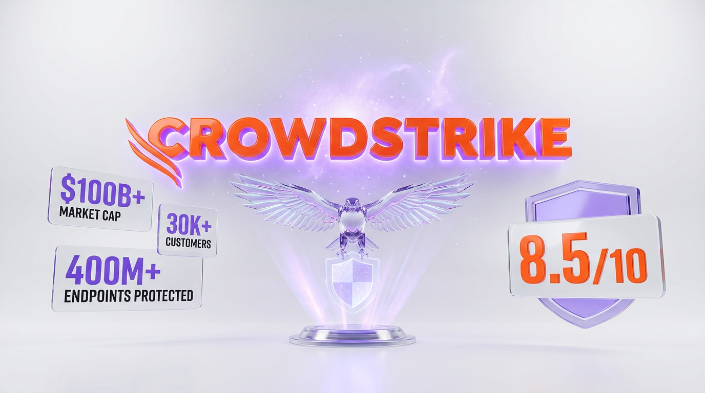 CrowdStrike Falcon platform review 2026 — 8.5 out of 10 editorial score with $100B market cap, 30k customers, 400M endpoints protected