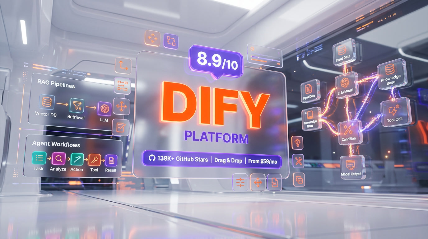 Dify open-source LLM app platform review 2026 — 138K GitHub stars, visual workflow builder, RAG pipeline, agents