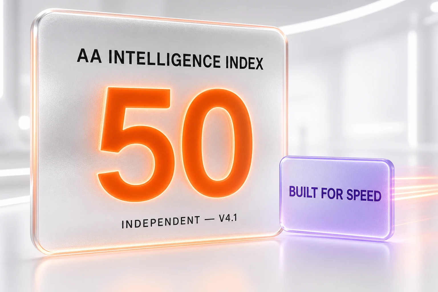 Gemini 3.5 Flash benchmark illustration — Artificial Analysis Intelligence Index 50 on version 4.1, built for speed, 1M context