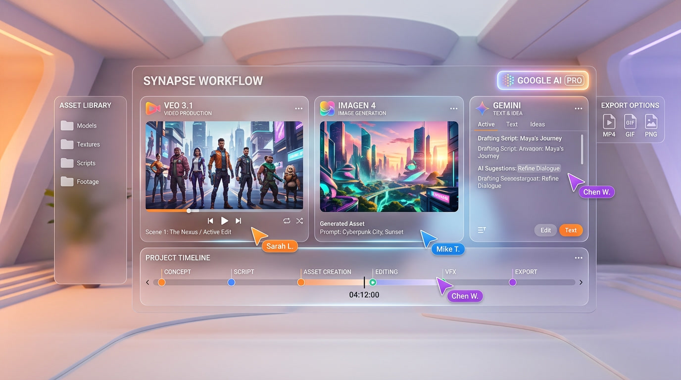 Google Flow unified workspace showing Whisk, Imagen 4, and Veo 3.1