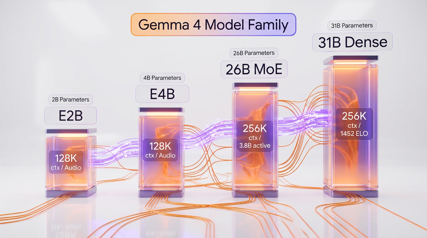 Google Gemma 4 — Four Model Variants from E2B to 31B Dense